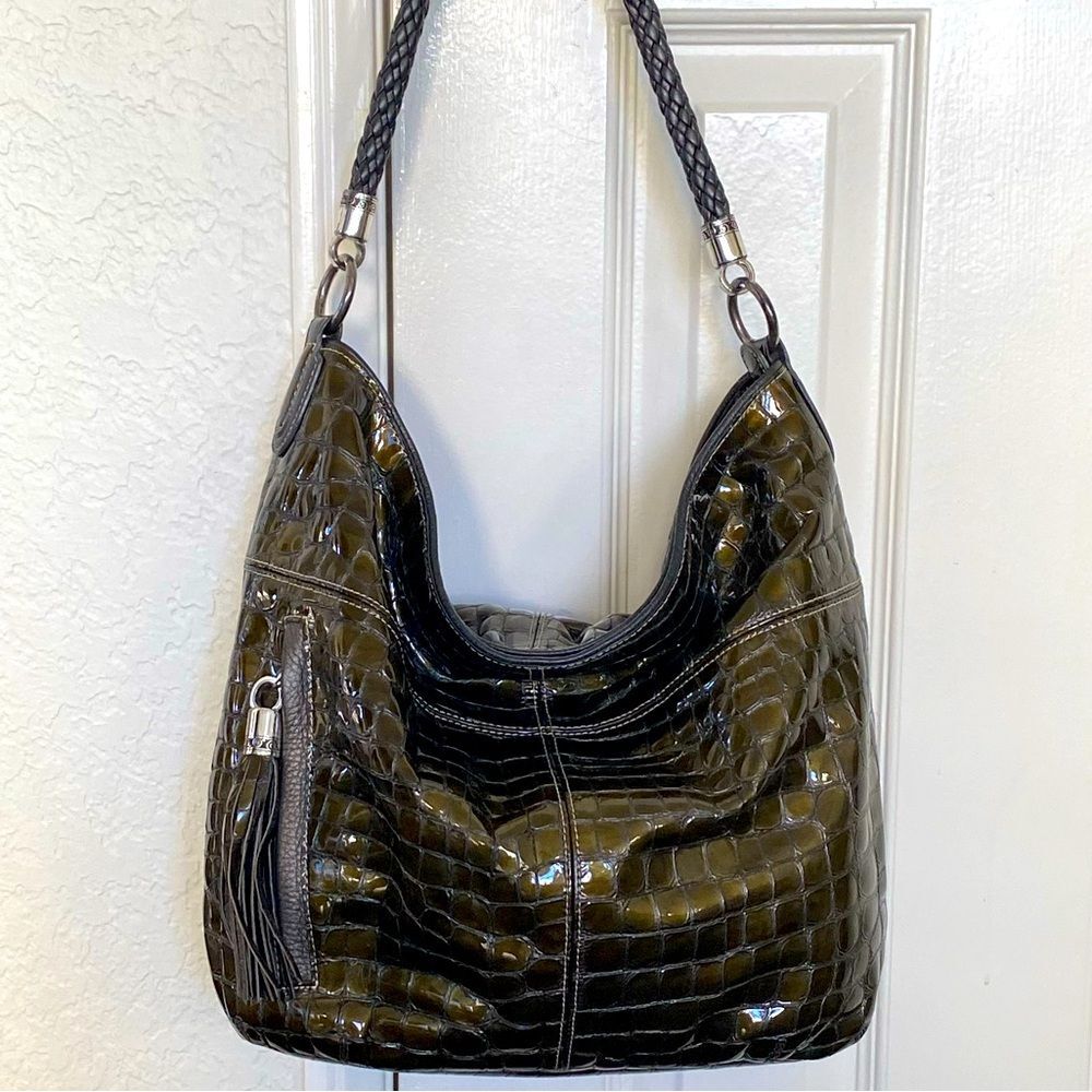 Brighton Leather Croco-Embossed Shoulder Bag GUC